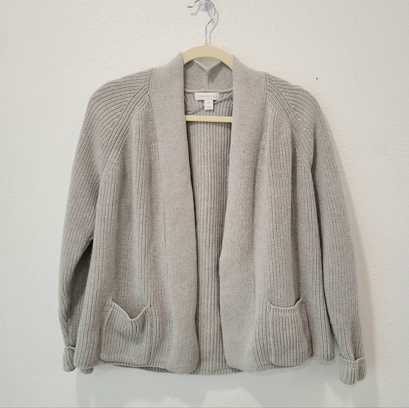 Charter Club Sweaters - Charter Club Gray Open Cardigan Sweater PXL 100% Cotton Rolled Sleeve Pockets